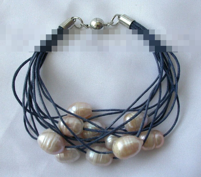 

free shipping 01050 11rows baroque purple freshwater cultured pearl bracelet