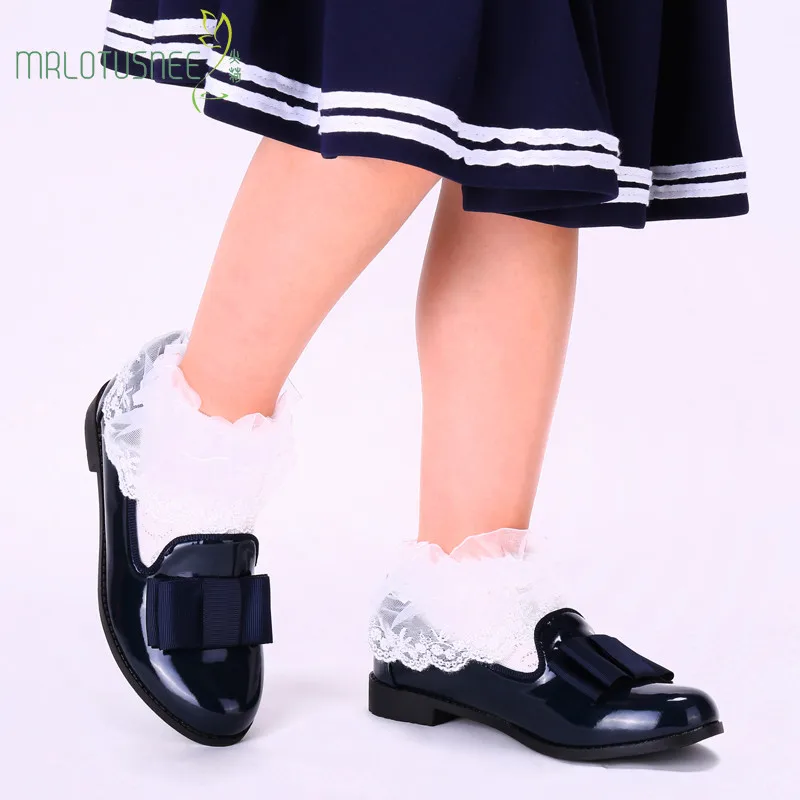 Girl's Closed Toe Loafers &amp Slip-Ons Leatherette Flat Heel Flats Flower Girl Shoes with bowknot school shoes 802-1 | Детская