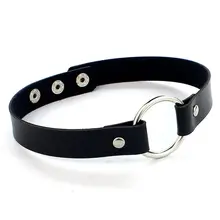 2019 New Black Collar Punk Round Gothic Goth Choker Necklace PU Leather Neck Buckle Necklaces Jewelry For Bride Women Wedding gothic pu leather choker necklace