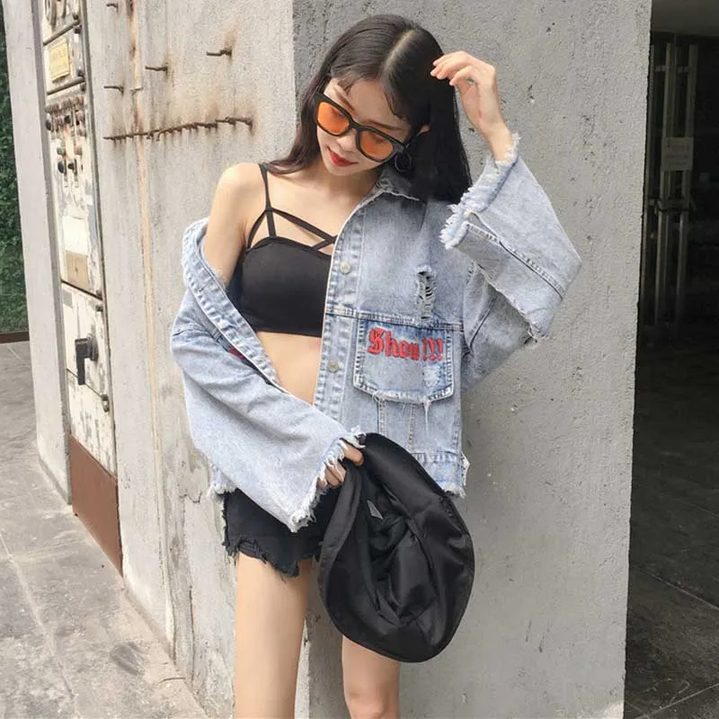 Finest  Spring Embroidery Denim Women's Jackets Loosen Women Plus Size Jackets Basic Coats For Women Street