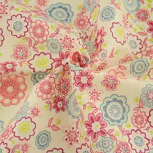 Tecido Cotton Fabric Printed Circle Floral Home Textile and Leaves Designs Doll Cloth Fat Quarter for Beginner's Practice Sewing