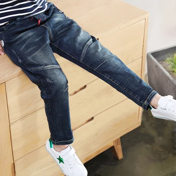 DIIMUU Autumn Spring Boys Jeans Baby Denim Pants Chidlren Kids Cotton Slim Patchwork Casual Slim Teenager Trousers 5-13T 4