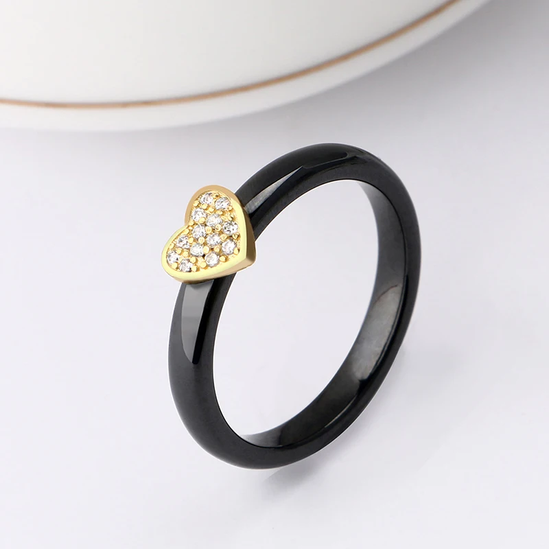Gold Silver Sweetheart Ceramic Ring 6mm 3mm Wide Healthy Smooth Material With Bling CZ Stone For Women Girl Wedding Party Gifts
