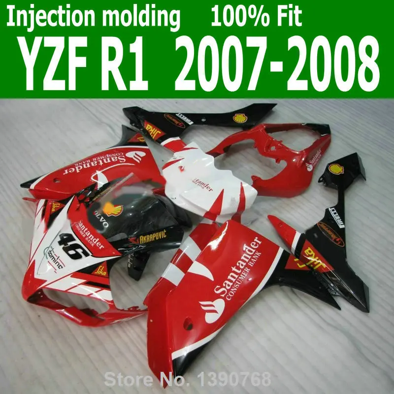 

Block Fairings For YAMAHA YZF R1 07 08 ( Red white ) FREE SHIPPING Injection fairing kit lx10