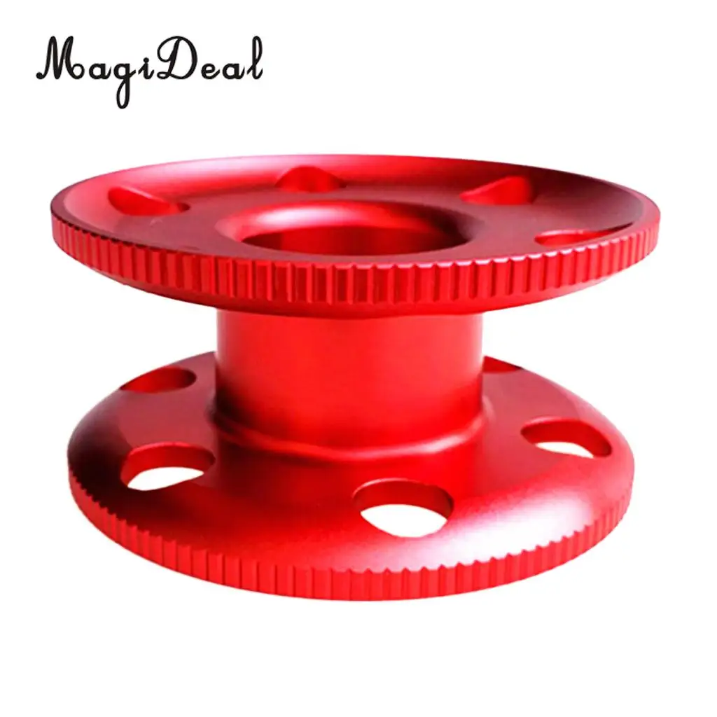 MagiDeal Aluminum Alloy Scuba Diving Compact Finger Spool Reel Guide Line Spool Red