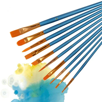 

10Pcs/Set Watercolor Brushes Different Shape Gouache Paint Round Pointed Tip Nylon Hair Painting Brush Set Drawing Art Supplies
