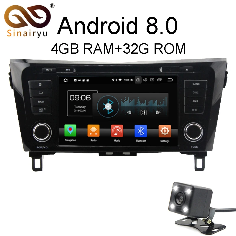 Sinairyu Android 8 0 Core 4G ram автомобильный DVD gps для Nissan Qashqai X-Trail 2014 2015 2016 Вай-Фай Авторадио