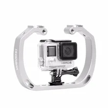 Diving Underwater Aluminum Selfie Monopod Mount Double-Arm Tray Handheld For Gopor Action Camera Holder