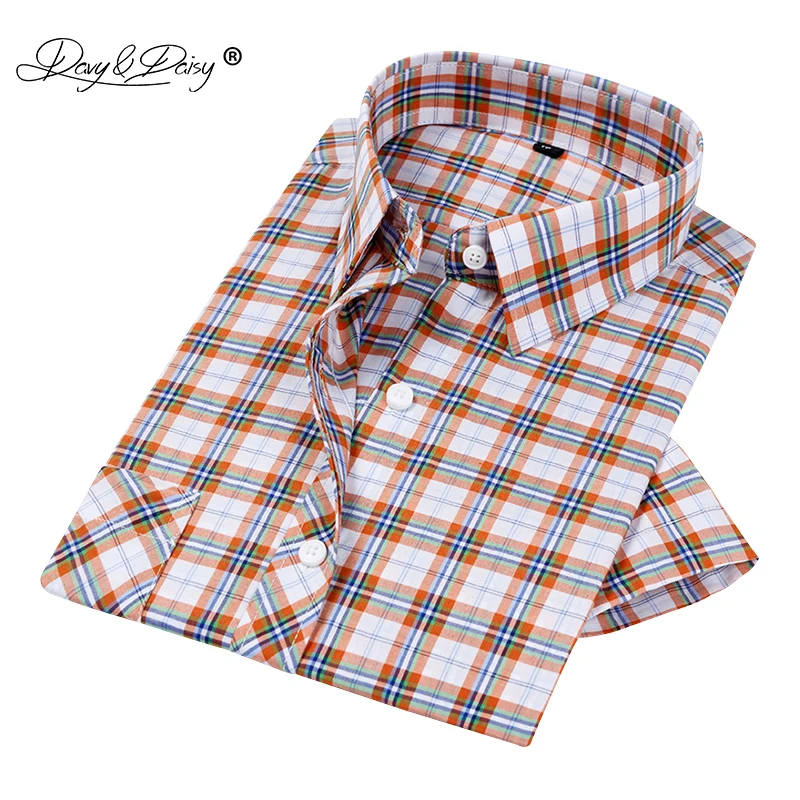

DAVYDAISY 2019 New Arrival Man Summer Men Shirt Short Sleeved Fashion Causal Classic Plaid Shirt Men Brand Clothes DS317