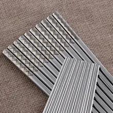 5 Pairs 304 Edelstahl Traditionellen Chinesischen Stäbchen Streifen Muster Quadratischen Wiederverwendbare Silber Hacken Stick Set Für Kinder baguett