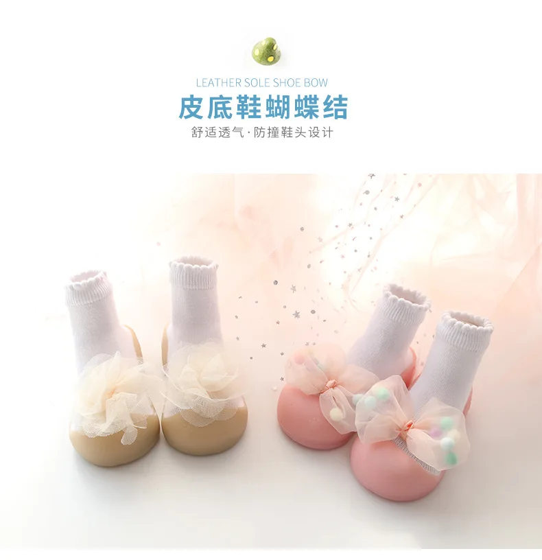 Kids Baby Boy Indoor Socks Anti Slip Warm Winter Shoes Sock with Rubber Soles  bebe Lace Bow slippers walker soft shoes boy girls Anti-skid Soft  Shoes Socks (1)