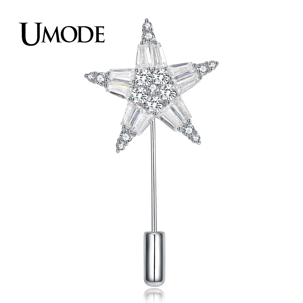 Женская брошка с кристаллами UMODE прозрачная фианитом для свадьбы украшения