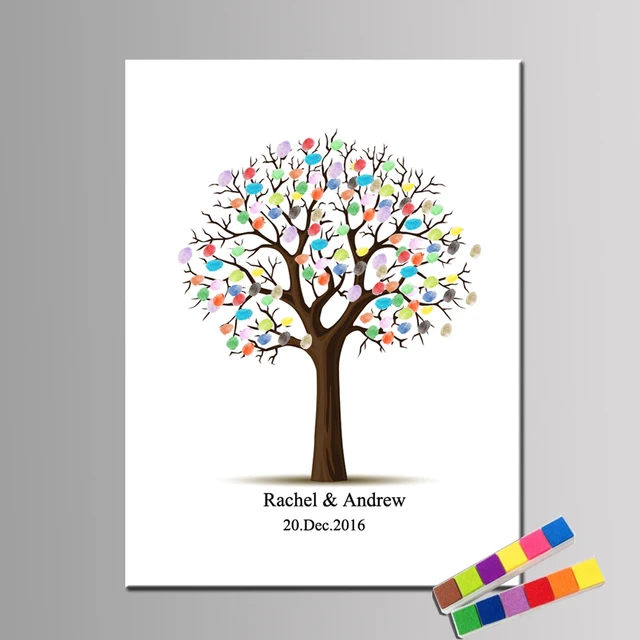 Hot Canvas Print Wedding Tree Fingerprint Guest Book Gift Canvas Print Wedding Tree Fingerprint Guest Book Gift Decor Party Supply Baby Shower