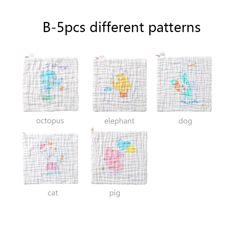 Herbabe 5 шт. комплект полотенец для малышей 6 слоев хлопок для ванной полотенца Кормление протрите борп новорожденных тканевые платочки-салфетки слюны - Цвет: B-Cotton 25x25cm