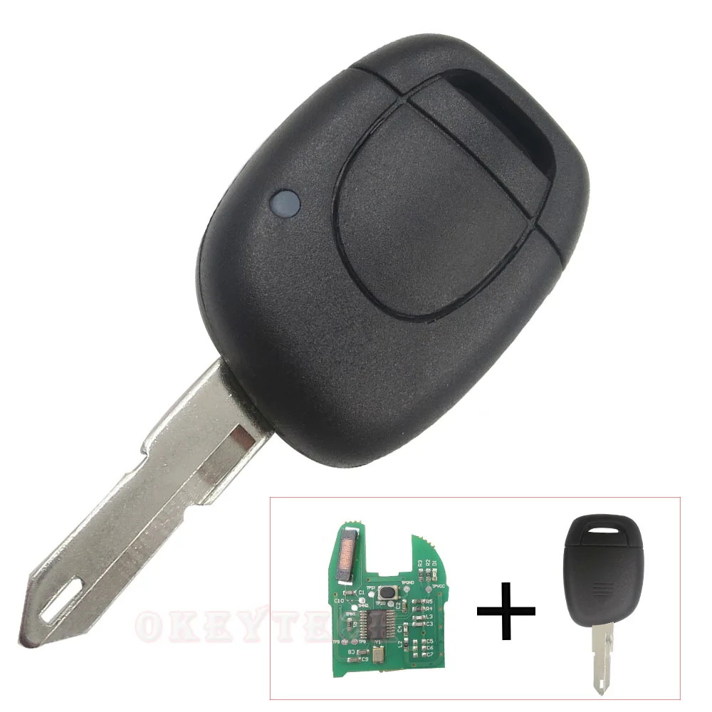 OkeyTech Remote Car Key 1 Button for Renault Clio II 2001 2002 2003 2004 2005 ID46 Transponder Chip 434 Mhz NE73 Blade Remotekey