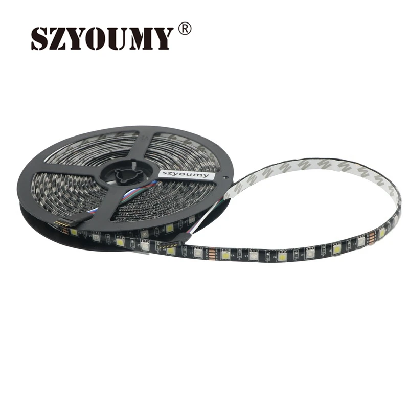 SZYOUMY 16.4ft светодиодный фонарь RGBW 5050 SMD 5 m 300 светодиодный s RGBWW смешанный цвет PCB Черный светодиодный свет водонепроницаемый 12 В DC Бесплатная