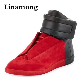 

Men High Top Ankle Boots Lace Up Flats Shoes Trainers Gold Red Silver black Luxury Brand men Shoes casual Size 38-47
