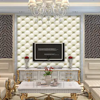 

3D Wall Sticker Removable Leather Effect Cushion Wall StickerTV Background Wall Art Decal Living Room Decor Black/White