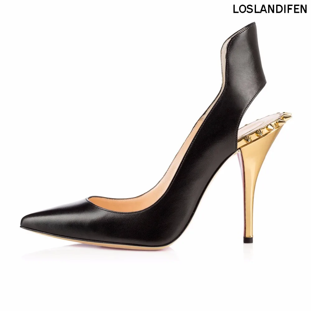 

2018 New Products Womens Ladies Handmade Fashion Burvivita 100mm Slingback Spikes High Heel Party Pumps Shoes CKE083
