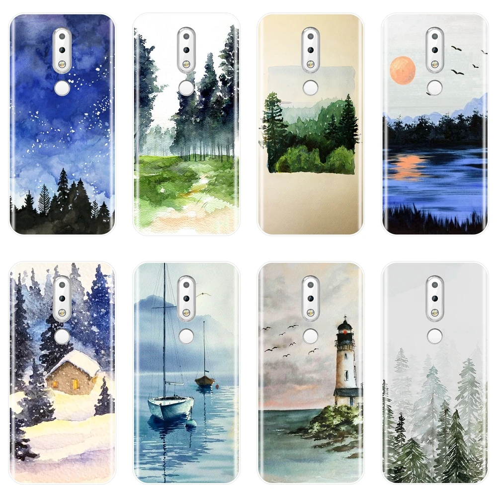 

TPU For Nokia 7.1 6.1 5.1 3.1 2.1 Case Silicone Soft Forest Art Sky Sea Back Cover For Nokia 7.1 6.1 5.1 3.1 2.1 Plus Phone Case