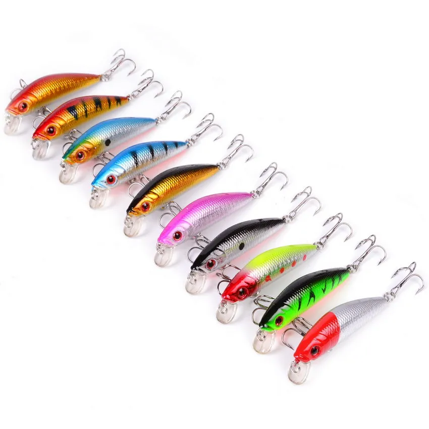 Aorace Minnow Fishing Lure 70mm 8g 3D Eyes Crankbait Wobblers Artificial Plastic Hard Bait Fishing Tackle