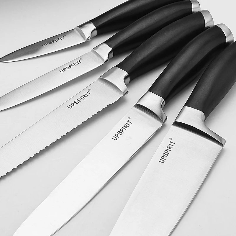 Hot 5Pcs/set Stainless Steel Kitchen Knives POM Black Handle Bread Chef Knives Slicing Utility Paring Knife Multi Cooking Tools
