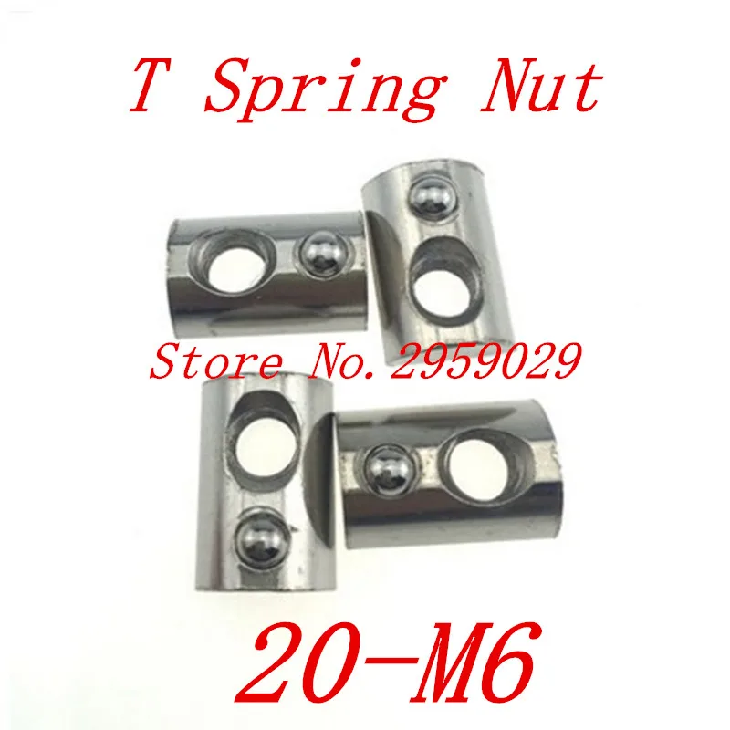 100pcs 20 M6 M6 T Spring Nut Half Round Elasticity Spring Nut Block for 2020 Aluminium Profile