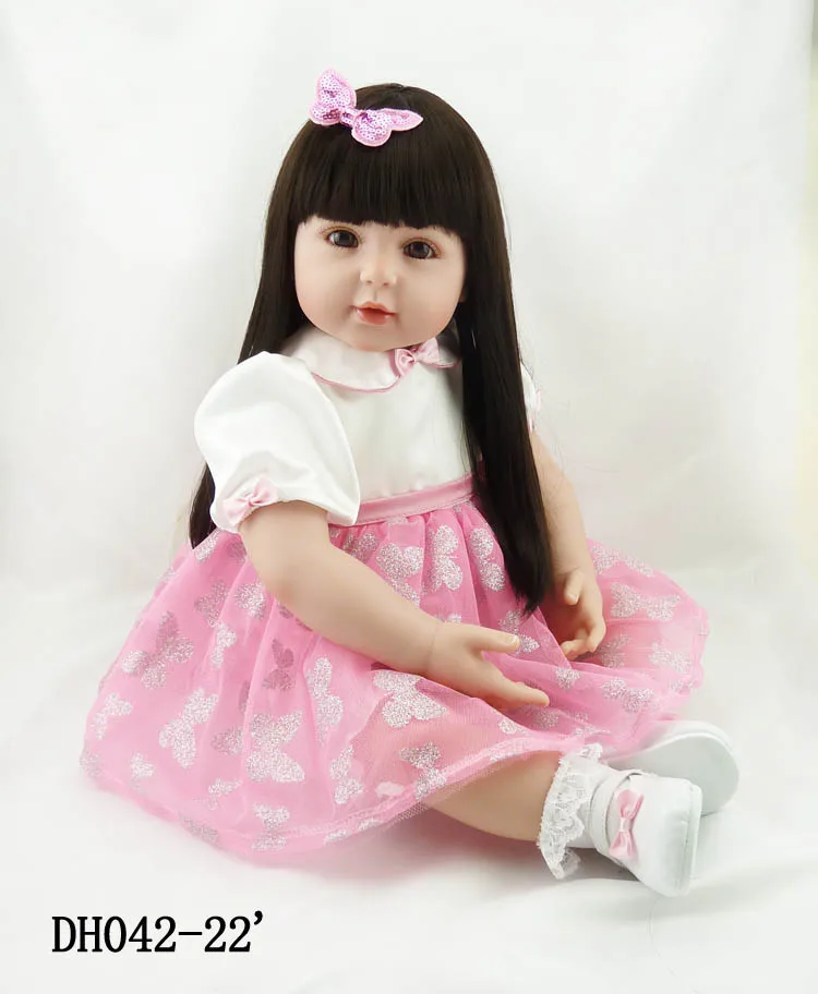 Кукла реборн силиконовая с длинными волосами 55 см 22 дюйма|silicone baby doll|reborn dollssilicone |