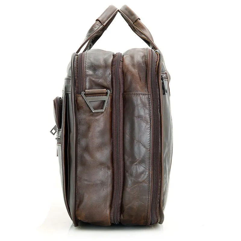 Leder Drei Multifunktionale Fach Einzigartiges Vintage Design Aktentasche Genuine Jmd Herren Umhängetasche Brown Handtasche 7093c I0ZRwAq4
