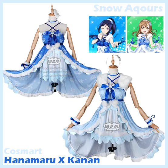 [Настроить] Аниме Любовь живой Солнечный свет! Aqours Hanamaru Kanan играть со снежным платьем полный комплект косплей костюм новый 2018 Бесплатная