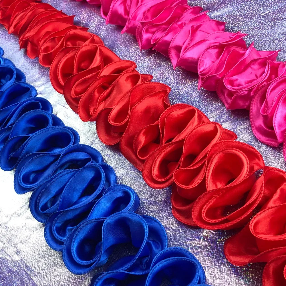 

1Yard Red Yellow Pink Chiffon Pleat Lace Trim Ruffled Lace Fabric Skirt Garment Accessories Headwear Decoration Collar Materials
