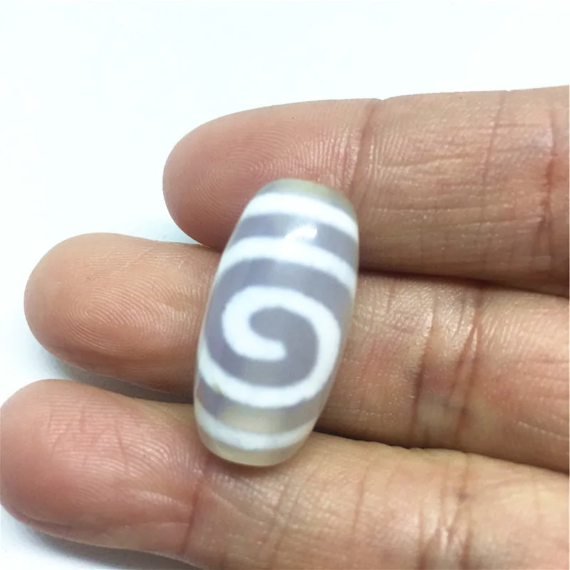 

Rare Patterns Spiral 11mm*24mm White Color Natural Agate Amulet Tibetan Dzi Beads for Bracelet DIY Jewelry Making