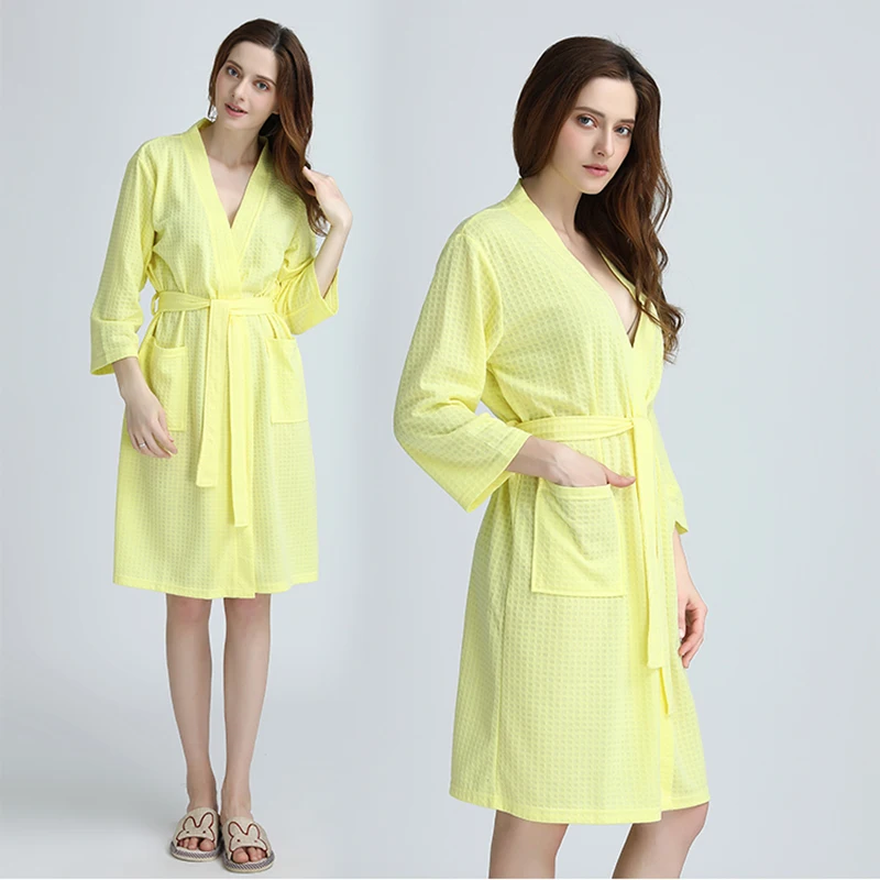 

Women Summer Sexy Bath Robe Kimono Waffle Bathrobe Femme Peignoir FashionTowel Nightgowns Bridesmaid Robes Wedding Dressing Gown