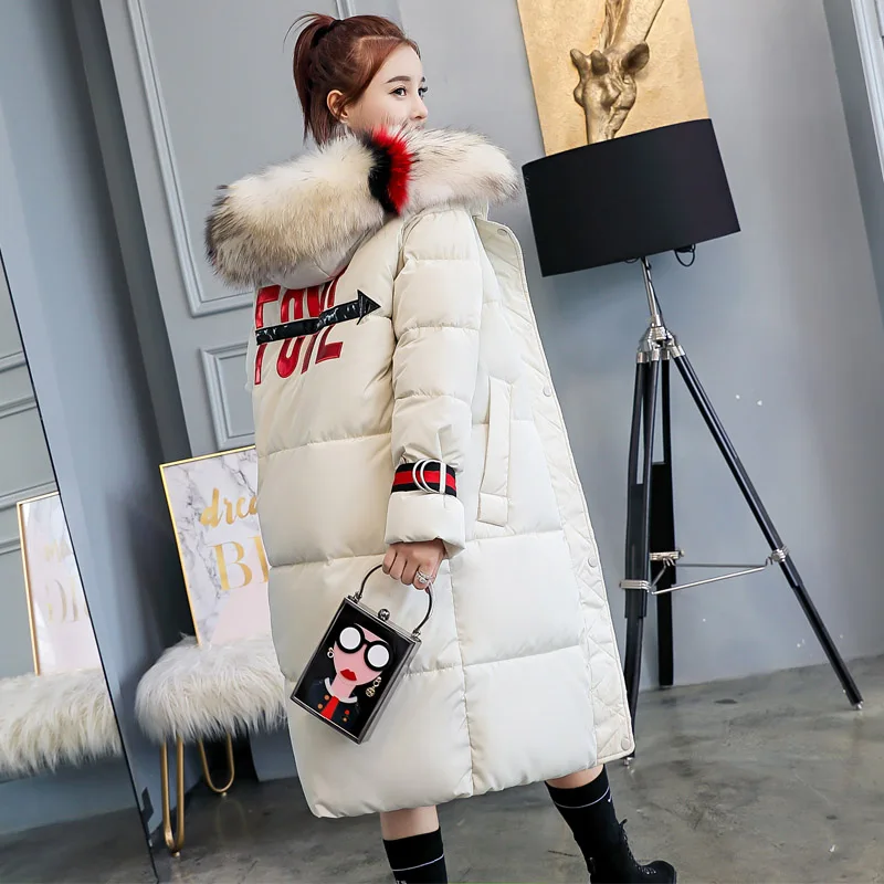 2018 Fourrure Long Nouveau Épaissir D'hiver Coton Femmes Plus Chaud À Black red Garder De La Taille armygreen Impression gray Manteau Capuchon Femelle Hiver white Col Lgp666 Au TlJ1FcK