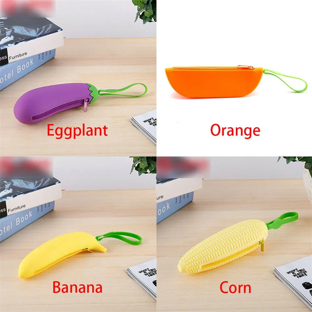 

Limit Shows Makeup Organizer Elastic Pouch Fruits Vegetables Denim Student Pencil Case Silicone Cosmetic Stationery Bag Gifts