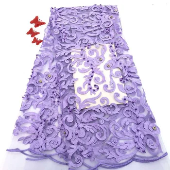 

7colors (5yards/pc) high quality African tulle lace fabric with laser cut embroidery and dimonds stones beads for dress FZZ086