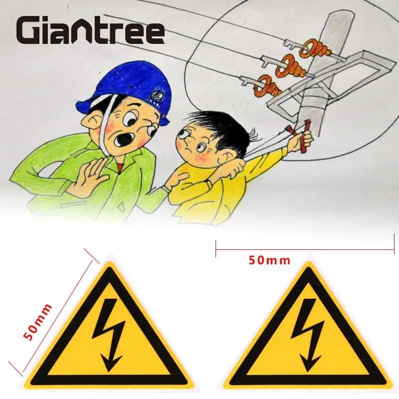 Giantree 5 шт. электрические ударные опасности безопасности желтый и черный Предупреждение ющий логотип предупреждающие наклейки 50x50 мм