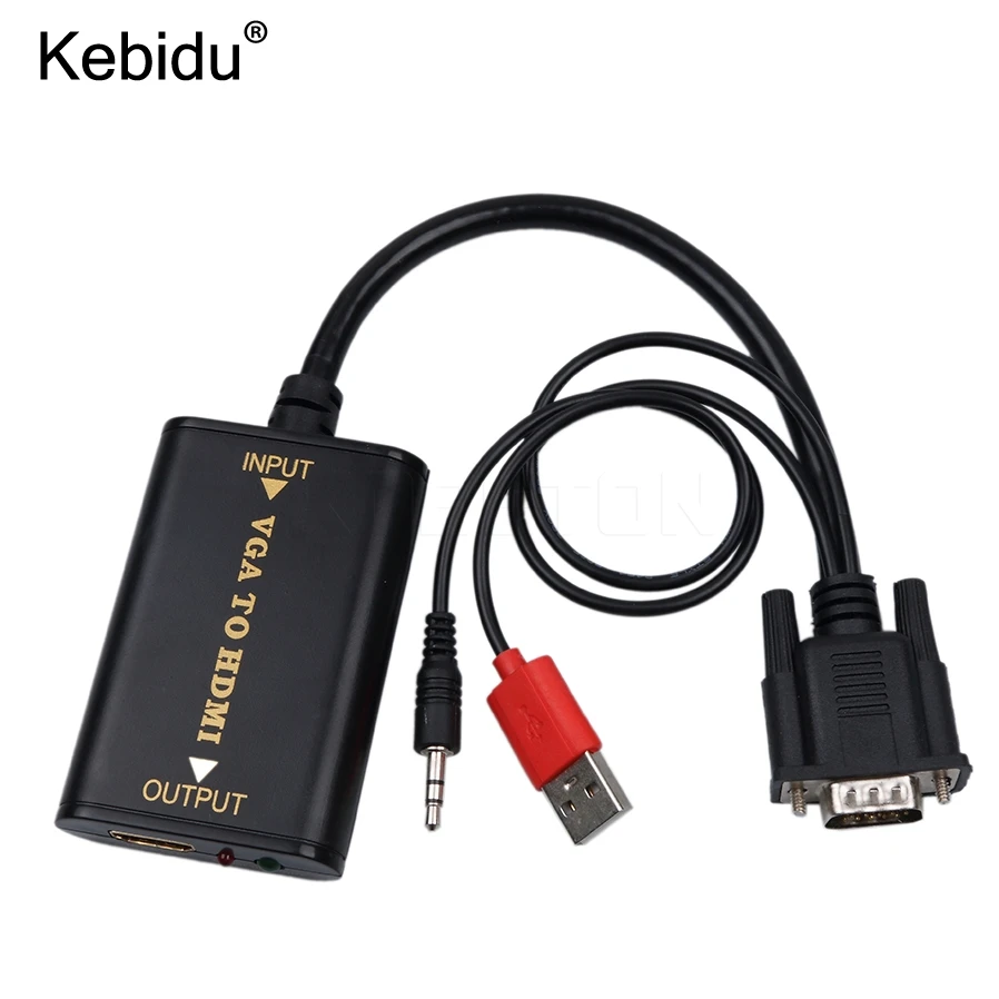 Audio Signal Input US VGA to HDMI Cable 1080P HD