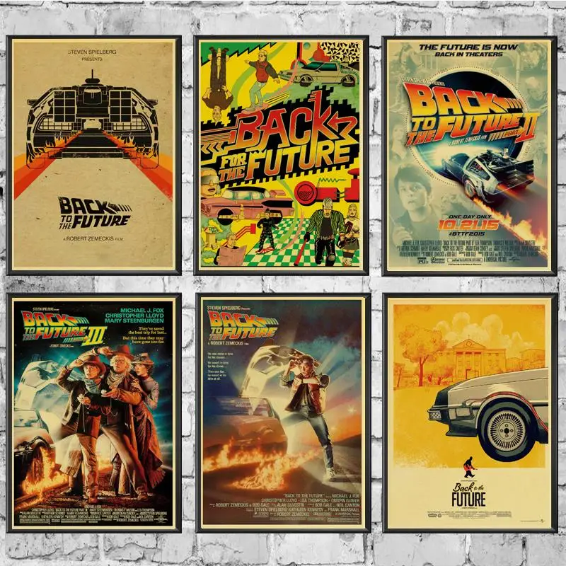 

Movie Poster Back to the Future Posters Wall Stickers Retro Poster Prints High Definition For Living Room Home Decals