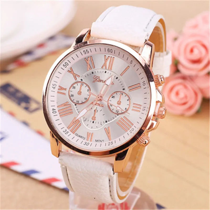 Luxury Brand Leather Quartz Watch Women Ladies Men Fashion Bracelet Wrist Watch Wristwatches Clock relogio feminino masculino - Цвет: white