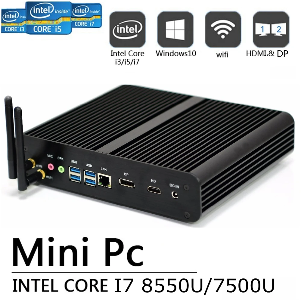 

Barebone mini pc eglobal fanless small nettop core i7 8550u DDR4 32G RAM win10 micro computer mini DP HD dual display game pc