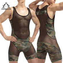 TOPMELON нижнее белье Для мужчин камуфляж формочек сексуальное тело чулок трико боди Клуб показывает боди