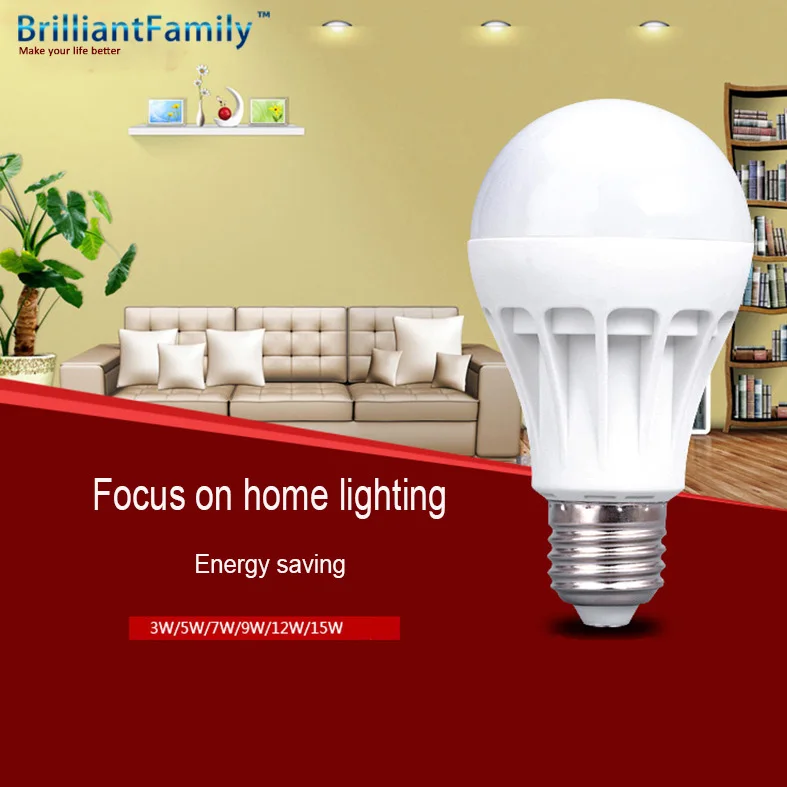 LED Globe Bulb Energy Saving Bulb 3W 5w 7w 9w 12w 15w 18w E27 Plastic