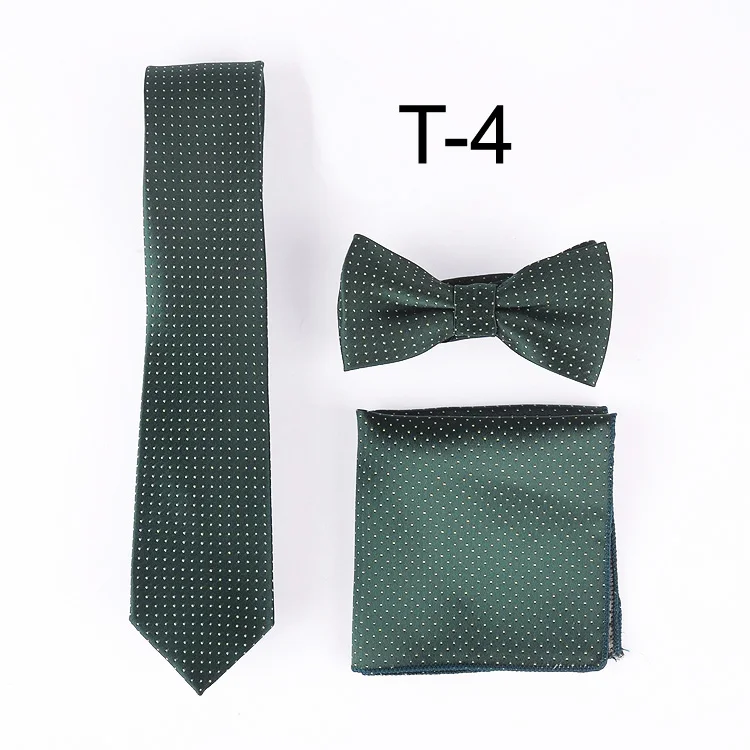 

2017 Hot Unique Designer Ties Skinny Green Necktie Set High Quality Classic Handkerchief with lovely Bow Tie For Adult