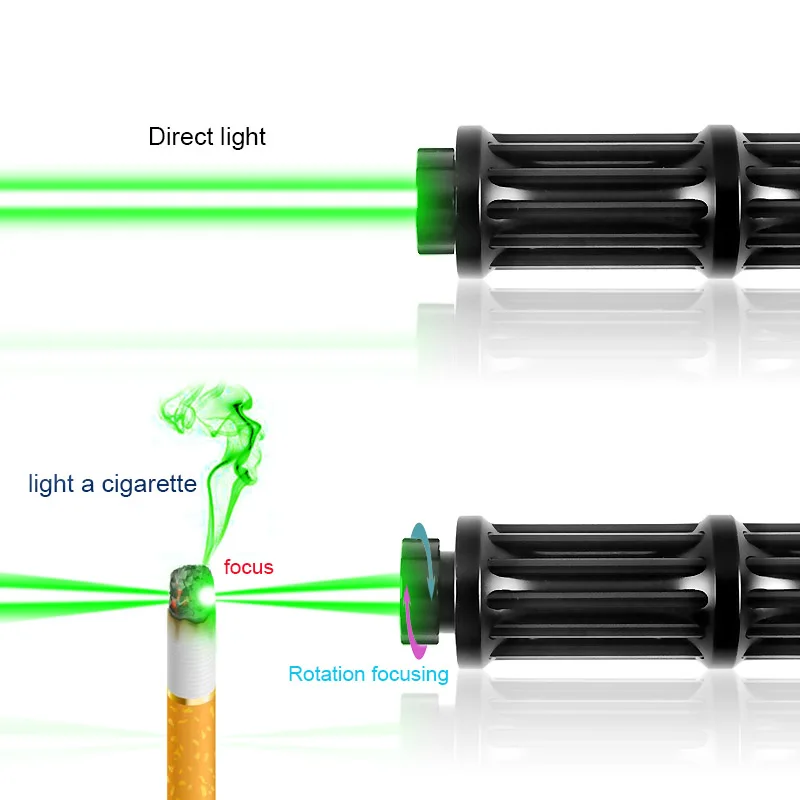 CWLASER мощный зеленый лазер 1 Вт 520 нм Фокусируемый гатлинг плюс Зеленая лазерная указка с роскошный чехол(3 цвета