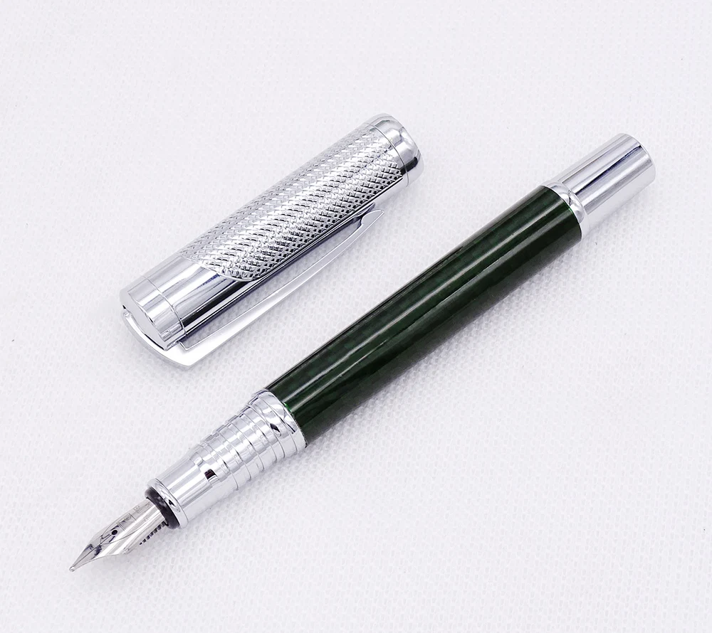 Fuliwen Carbon Fiber Exquisite Fountain Pen Medium Nib 0.7mm , Fashion Dark Green Quality Writing Pen for Office Business