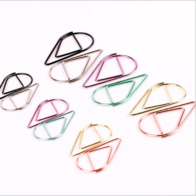 

10pcs Modeling Folder Metal Material Drop-Shaped Gold And Silver Black And White Color Bookmarks Folder Memo