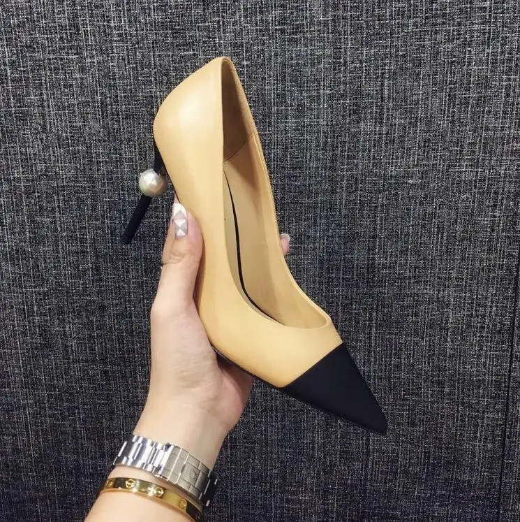 

Pointed Toe Pumps Wedding Sandals Slip-On Shoes Women Offer Casual Shoes Slik Woman Shoes Pearl Strange Style Thin Heels Mujer
