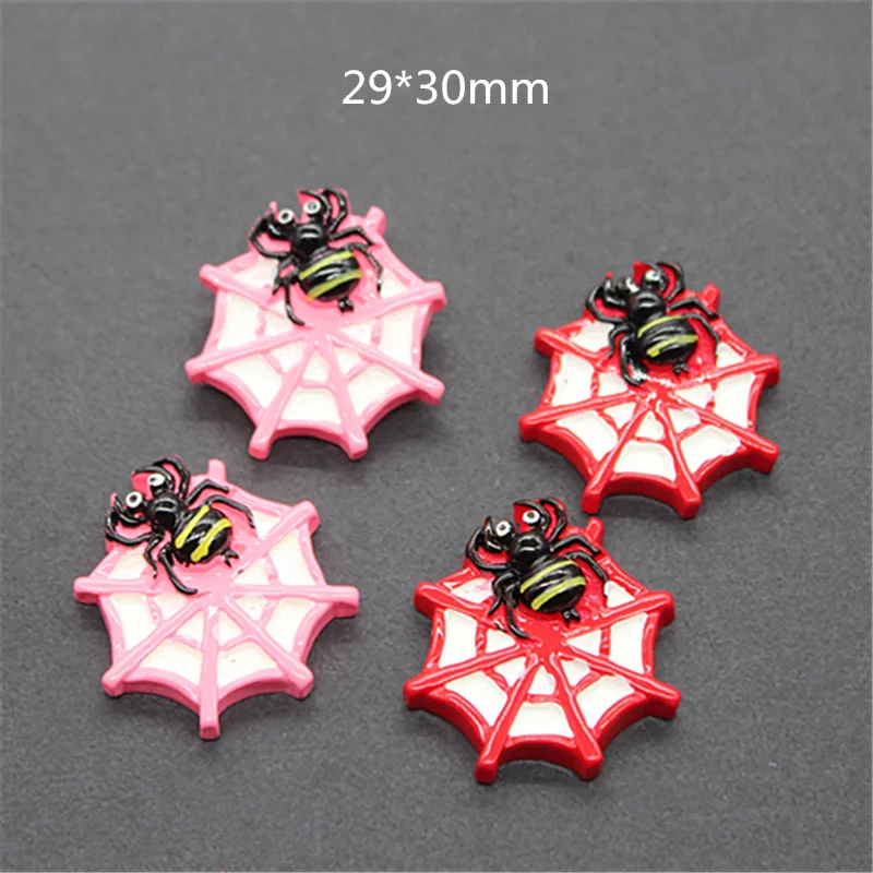

10pcs Kawaii Pink/Red Spider Web for Halloween Party Resin Cabochons Flatback Crafts DIY Scrapbooking,29*30mm