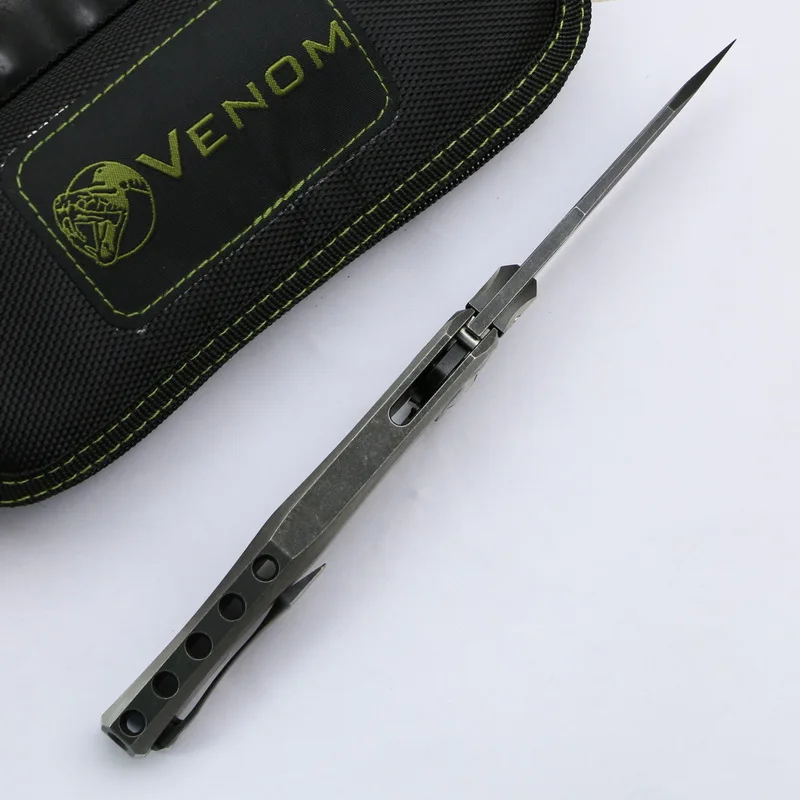 Kevin John VENOM интегрированный крыло черный S35VN из твёрдого титана плавник складной нож Керамический шарикоподшипник Отдых на природе охотничий EDC инструменты